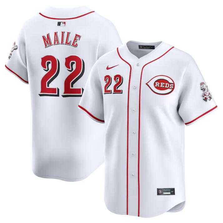 Men%27s Cincinnati Reds #22 Luke Maile White Home Limited Stitched Baseball Jerseys Dzhi